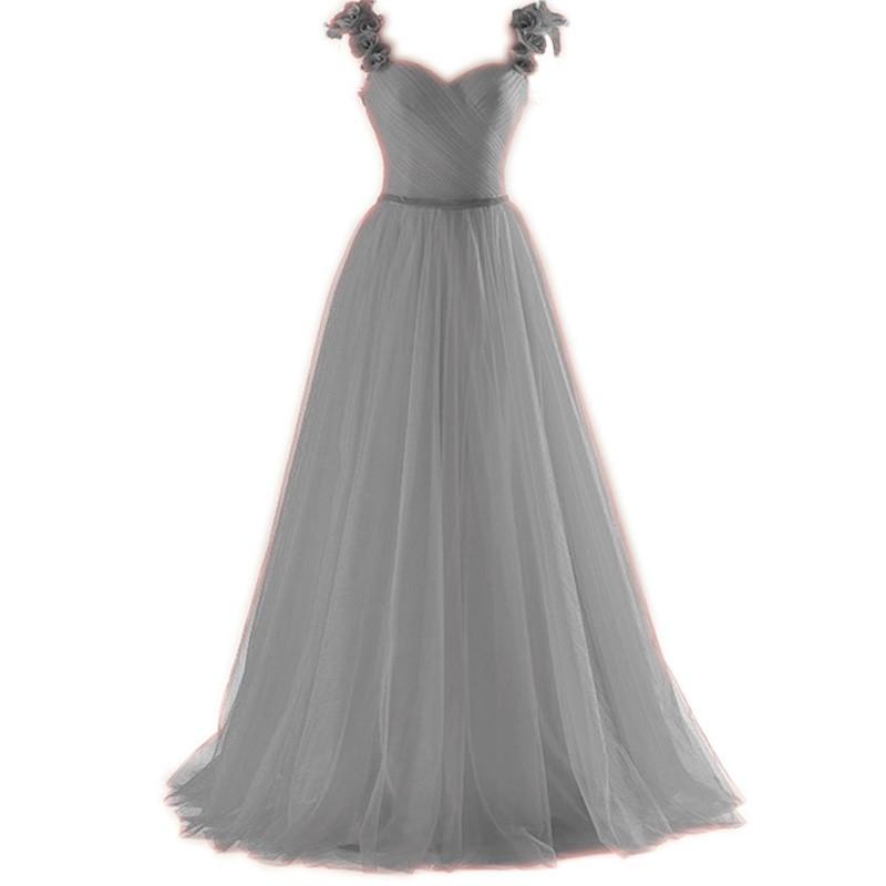 elegant rose flower straps long tulle formal evening dress sexy pleated sweetheart
