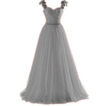 Load image into Gallery viewer, elegant rose flower straps long tulle formal evening dress sexy pleated sweetheart
