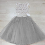 Cargar imagen en el visor de la galería, Chic Lace Crop Tea Length Prom Dresses Two Piece

