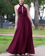 Cargar imagen en el visor de la galería, Sexy Backless Floor Length Chiffon Halter Bridesmaid Dresses
