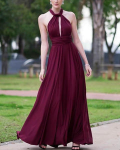 Sexy Backless Floor Length Chiffon Halter Bridesmaid Dresses