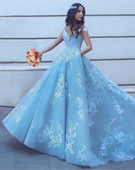 Cargar imagen en el visor de la galería, Light Blue Prom Dresses 2020
