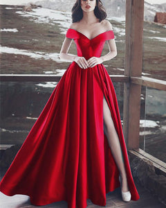 Red-Prom-Dresses-Long-Satin-Bridesmaid-Dresses-For-Ball-Dance
