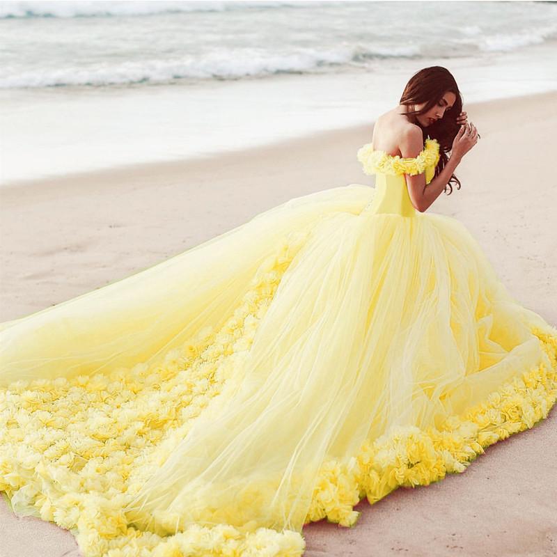 Princess-Belle-Dresses-Tulle-Ball-Gowns-Flowers-Quinceanera-Dresses-Yellow
