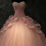 Cargar imagen en el visor de la galería, Pearl Beaded Sweetheart Bodice Corset Ball Gowns Wedding Dresses
