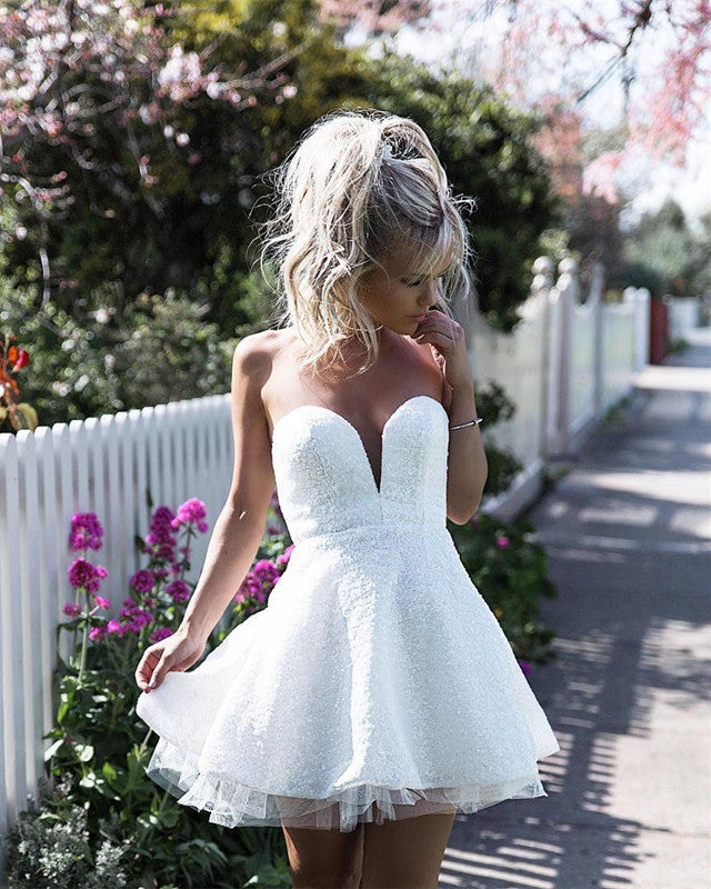 White Prom Short Dresses