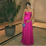 Load image into Gallery viewer, Ruched Sweetheart Long Chiffon Empire Bridesmaid Dresses For Maternity Women
