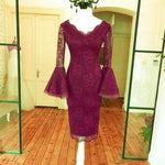 Cargar imagen en el visor de la galería, Elegant V Neck Flare Sleeves Lace Cocktail Dresses

