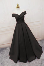 Load image into Gallery viewer, long satin off the shoulder prom evening dresses ball gowns
