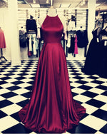 Load image into Gallery viewer, Long-Burgundy-Prom-Dresses-2019-Satin-Evening-Gowns
