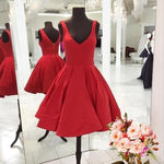 Cargar imagen en el visor de la galería, Cute A Line V Neck Homecoming Dresses Short Satin Prom Gowns

