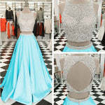 Load image into Gallery viewer, elegant sequins and beaded prom dresses ball gowns two piece
