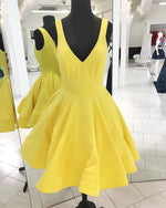 Load image into Gallery viewer, Cute A Line V Neck Homecoming Dresses Short Satin Prom Gowns
