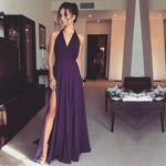 Load image into Gallery viewer, Halter Long Chiffon Bridesmaid Dresses With Split

