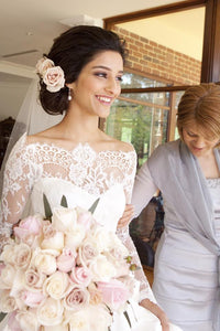 Lace Long Sleeves Taffeta Princess Wedding Dresses Off The Shoulder