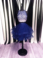Load image into Gallery viewer, Ombre Sequins Beaded Ruffle Homecoming Dresses Two Piece
