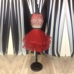 Afbeelding in Gallery-weergave laden, Two Piece Ruffles Ball Gown Homecoming Dresses With Ombre Sequins And Beaded
