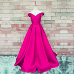 Load image into Gallery viewer, Simple V Neck Off The Shoulder Long Satin Prom Evening Dresses
