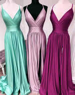 Afbeelding in Gallery-weergave laden, Sexy Leg Slit Long V-neck Prom Dresses
