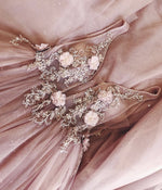 Cargar imagen en el visor de la galería, Blush Pink Tulle Wedding Dresses Lace Flowers Embroidery Beaded
