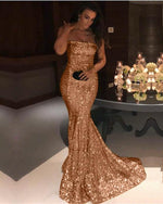Cargar imagen en el visor de la galería, Long-Champagne-Prom-Dresses-Mermaid-Evening-Gowns
