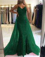 Cargar imagen en el visor de la galería, Elegant V-neck Mermaid Lace Prom Dresses Detachable Skirt
