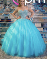 Cargar imagen en el visor de la galería, Sheer Long Sleeves Crystal Beaded Bodice Tulle Ball Gowns Quinceanera Dresses
