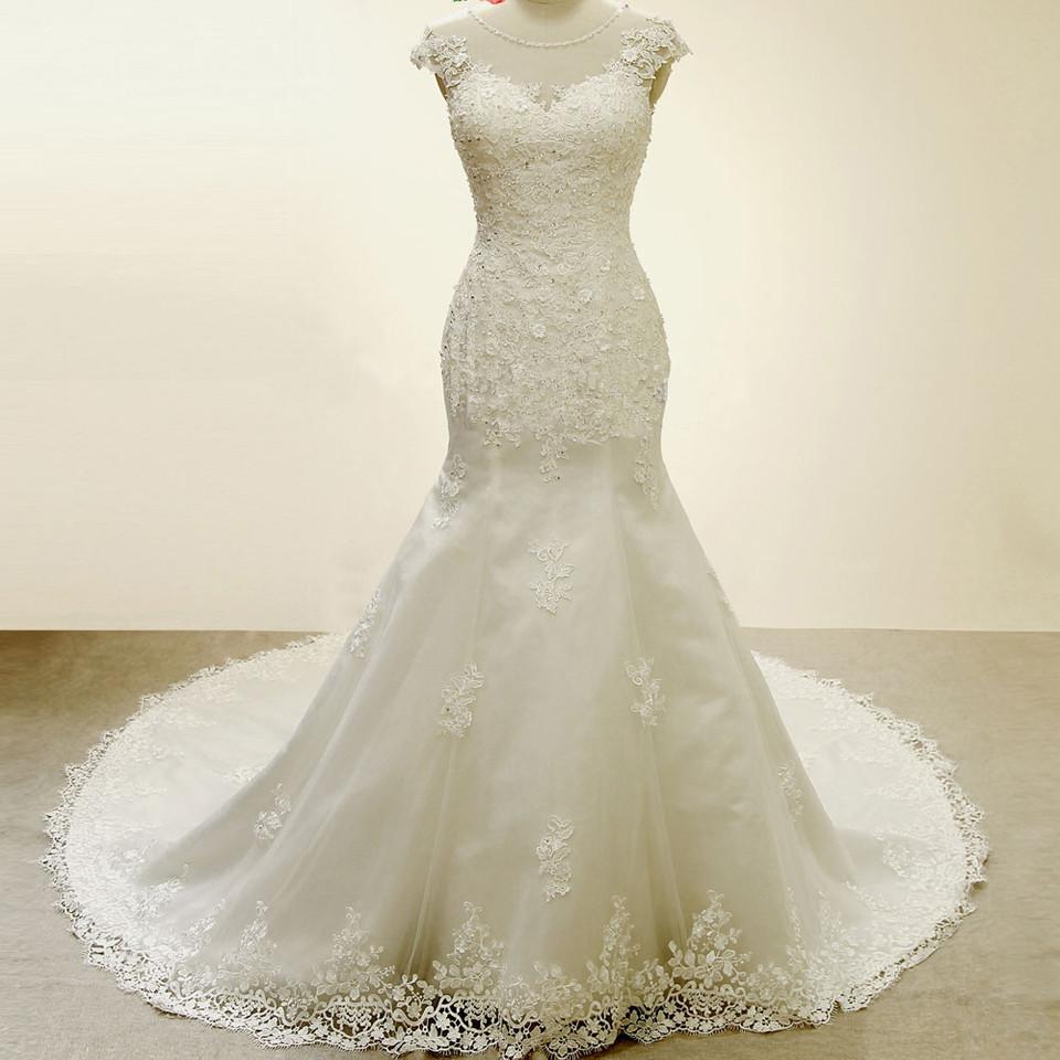 vintage cap sleeves lace mermaid wedding dresses 2017