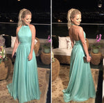 Load image into Gallery viewer, Long Chiffon Open Back Bridesmaid Dresses Halter Top
