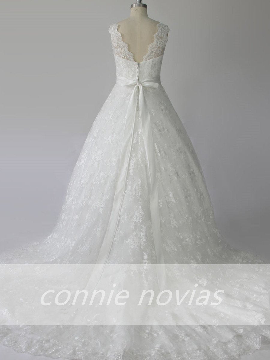 vintage cap sleeves v neck lace princess wedding dresses 2017