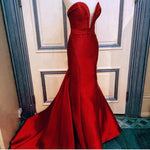 Load image into Gallery viewer, Emerald Green Satin Long Sweetheart Prom Dresses Mermaid
