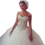 Cargar imagen en el visor de la galería, crystal beading sweetheart bodice corset princess wedding dresses
