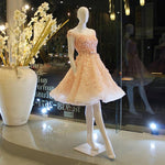 Cargar imagen en el visor de la galería, Elegant Pink Lace Appliques Tulle Prom Short Dresses 2022
