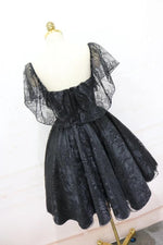 Load image into Gallery viewer, A-Line Off The Shoulder Short Black Lace Homecoming Dress
