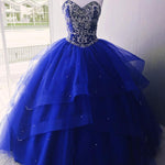 Load image into Gallery viewer, Luxurious Crystal Beaded Bodice Corset Organza Layered Quinceanera Dresses
