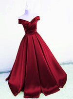 Load image into Gallery viewer, Sexy V Neck Off The Shoulder Satin Ball Gown Prom Dress Beaded Sashes
