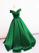 Load image into Gallery viewer, Sexy V Neck Off The Shoulder Satin Ball Gown Prom Dress Beaded Sashes
