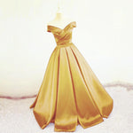 Load image into Gallery viewer, Sexy V Neck Off The Shoulder Satin Ball Gown Prom Dress Beaded Sashes
