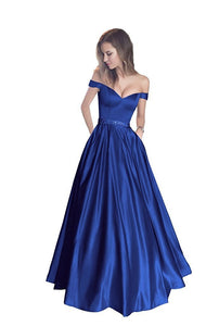 Sexy V Neck Long Prom Dresses Ball Gowns Off The Shoulder