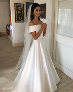 Load image into Gallery viewer, Vintage-Satin-Off-The-Shoulder-Wedding-Gowns-2019
