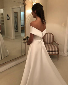 Princess Style Off Shoulder Satin Wedding Dresses 2019