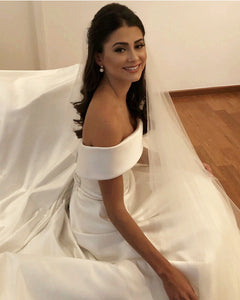 A-line Off The Shoulder Satin Wedding Gowns 2019