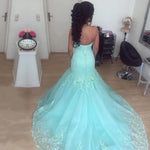Load image into Gallery viewer, Elegant Lace Appliques Sweetheart Tulle Mermaid Evening Dresses
