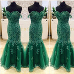 Cargar imagen en el visor de la galería, Elegant Green Lace Mermaid Evening Dresses 2017 Women&#39;s Prom Gowns
