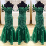 Afbeelding in Gallery-weergave laden, Elegant Green Lace Mermaid Evening Dresses 2017 Women&#39;s Prom Gowns
