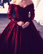 Load image into Gallery viewer, Burgundy-Wedding-Gowns
