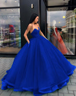 Load image into Gallery viewer, V-neck-Corset-Organza-Quinceanera-Dresses-Ball-Gown-Prom-Dress-2019
