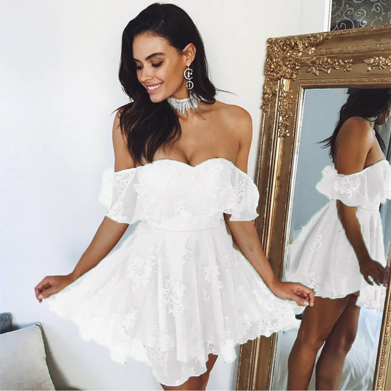 Short A-line Ruffle Sleeves Lace Homecoming Dresses For Graduation Party