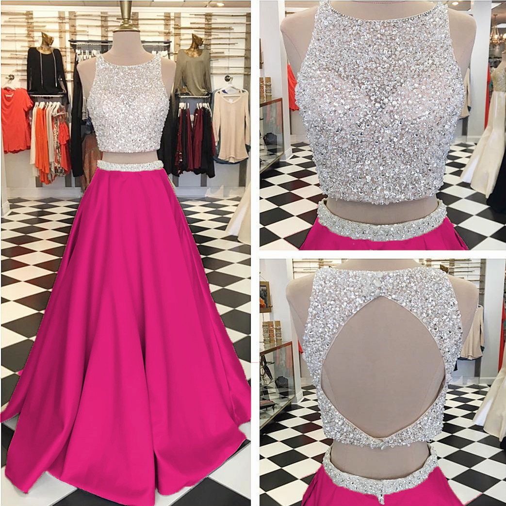 elegant sequins and beaded prom dresses ball gowns two piece