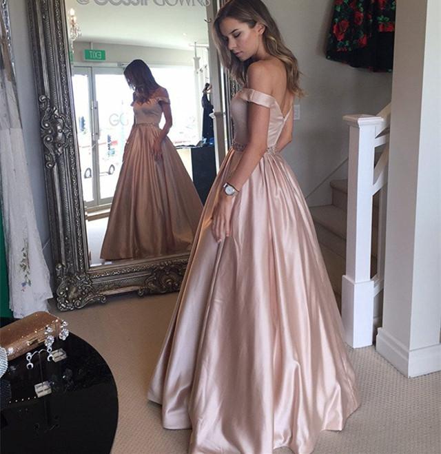Nude-Pink-Satin-Prom-Gowns-2019-Spring-Fashion-Beaded-Evening-Dresses
